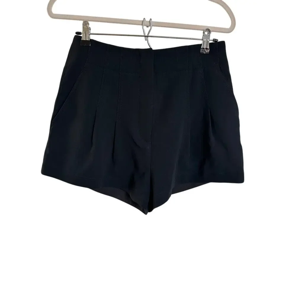 A.L.C. Women's Black Garcia High-Waist Pleated Dress Shorts Size 8